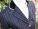 SJ 39 (Black with Pink Pinstripe, Black Collar and Cerise Velvet trim) Limited availability